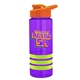 a violet bottle & orange lid & lime-green grip sergeant stripe - 24 oz tritan(tm) bottle with drink thru lid, stripe bands, and digital imprint