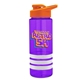 a violet bottle & orange lid & white grip sergeant stripe - 24 oz tritan(tm) bottle with drink thru lid, stripe bands, and digital imprint