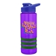 a violet bottle & blue lid & green grip sergeant stripe - 24 oz tritan(tm) bottle with drink thru lid, stripe bands, and digital imprint
