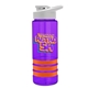 a violet bottle & white lid & orange grip sergeant stripe - 24 oz tritan(tm) bottle with drink thru lid, stripe bands, and digital imprint
