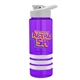 a violet bottle & white lid & white grip sergeant stripe - 24 oz tritan(tm) bottle with drink thru lid, stripe bands, and digital imprint