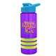 a violet bottle & cyan lid & lime-green grip sergeant stripe - 24 oz tritan(tm) bottle with drink thru lid, stripe bands, and digital imprint