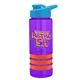 a violet bottle & cyan lid & orange grip sergeant stripe - 24 oz tritan(tm) bottle with drink thru lid, stripe bands, and digital imprint