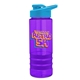 a violet bottle & cyan lid & violet grip sergeant stripe - 24 oz tritan(tm) bottle with drink thru lid, stripe bands, and digital imprint