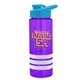 a violet bottle & cyan lid & white grip sergeant stripe - 24 oz tritan(tm) bottle with drink thru lid, stripe bands, and digital imprint