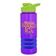 a violet bottle & lime-green lid & blue grip sergeant stripe - 24 oz tritan(tm) bottle with drink thru lid, stripe bands, and digital imprint