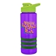 a violet bottle & lime-green lid & green grip sergeant stripe - 24 oz tritan(tm) bottle with drink thru lid, stripe bands, and digital imprint