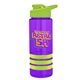 a violet bottle & lime-green lid & lime-green grip sergeant stripe - 24 oz tritan(tm) bottle with drink thru lid, stripe bands, and digital imprint