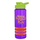 a violet bottle & lime-green lid & orange grip sergeant stripe - 24 oz tritan(tm) bottle with drink thru lid, stripe bands, and digital imprint