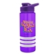 a violet bottle & violet lid & white grip sergeant stripe - 24 oz tritan(tm) bottle with drink thru lid, stripe bands, and digital imprint
