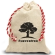 aerial view a natural with red drawstring handy canvas drawstring pouch, image 1 of 2