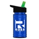 a black-with-green-spout lid & transparent blue bottle upcycle - mini 16 oz rpet sports bottle with flip straw lid