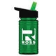 a black-with-green-spout lid & transparent green bottle upcycle - mini 16 oz rpet sports bottle with flip straw lid