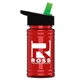 a black-with-green-spout lid & transparent red bottle upcycle - mini 16 oz rpet sports bottle with flip straw lid