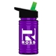 a black-with-green-spout lid & transparent violet bottle upcycle - mini 16 oz rpet sports bottle with flip straw lid