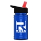 a black-with-red-spout lid & transparent blue bottle upcycle - mini 16 oz rpet sports bottle with flip straw lid