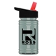 a black-with-red-spout lid & glacier blue bottle upcycle - mini 16 oz rpet sports bottle with flip straw lid