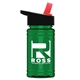 a black-with-red-spout lid & transparent green bottle upcycle - mini 16 oz rpet sports bottle with flip straw lid