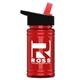 a black-with-red-spout lid & transparent red bottle upcycle - mini 16 oz rpet sports bottle with flip straw lid