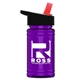 a black-with-red-spout lid & transparent violet bottle upcycle - mini 16 oz rpet sports bottle with flip straw lid