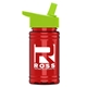 a lime green lid & transparent red bottle upcycle - mini 16 oz rpet sports bottle with flip straw lid