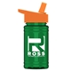 a orange lid & transparent green bottle upcycle - mini 16 oz rpet sports bottle with flip straw lid