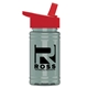 a red lid & glacier blue bottle upcycle - mini 16 oz rpet sports bottle with flip straw lid