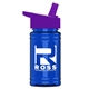 a violet lid & transparent blue bottle upcycle - mini 16 oz rpet sports bottle with flip straw lid
