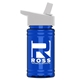 a white lid & transparent blue bottle upcycle - mini 16 oz rpet sports bottle with flip straw lid