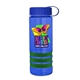 a transparent blue bottle & royal blue lid & green grip sergeant stripe - 24 oz tritan(tm) bottle with tethered lid, stripe bands, and digital imprint