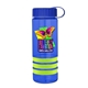a transparent blue bottle & royal blue lid & lime-green grip sergeant stripe - 24 oz tritan(tm) bottle with tethered lid, stripe bands, and digital imprint