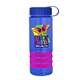 a transparent blue bottle & royal blue lid & pink grip sergeant stripe - 24 oz tritan(tm) bottle with tethered lid, stripe bands, and digital imprint