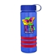 a transparent blue bottle & royal blue lid & red grip sergeant stripe - 24 oz tritan(tm) bottle with tethered lid, stripe bands, and digital imprint