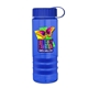 a transparent blue bottle & royal blue lid & royal blue grip sergeant stripe - 24 oz tritan(tm) bottle with tethered lid, stripe bands, and digital imprint