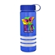 a transparent blue bottle & royal blue lid & white grip sergeant stripe - 24 oz tritan(tm) bottle with tethered lid, stripe bands, and digital imprint
