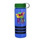 a transparent blue bottle & green lid & black grip sergeant stripe - 24 oz tritan(tm) bottle with tethered lid, stripe bands, and digital imprint