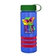 a transparent blue bottle & green lid & red grip sergeant stripe - 24 oz tritan(tm) bottle with tethered lid, stripe bands, and digital imprint