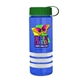 a transparent blue bottle & green lid & white grip sergeant stripe - 24 oz tritan(tm) bottle with tethered lid, stripe bands, and digital imprint