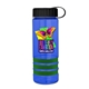 a transparent blue bottle & black lid & green grip sergeant stripe - 24 oz tritan(tm) bottle with tethered lid, stripe bands, and digital imprint