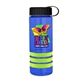 a transparent blue bottle & black lid & lime-green grip sergeant stripe - 24 oz tritan(tm) bottle with tethered lid, stripe bands, and digital imprint