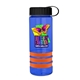 a transparent blue bottle & black lid & orange grip sergeant stripe - 24 oz tritan(tm) bottle with tethered lid, stripe bands, and digital imprint