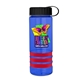 a transparent blue bottle & black lid & red grip sergeant stripe - 24 oz tritan(tm) bottle with tethered lid, stripe bands, and digital imprint