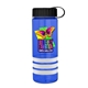 a transparent blue bottle & black lid & white grip sergeant stripe - 24 oz tritan(tm) bottle with tethered lid, stripe bands, and digital imprint