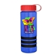 a transparent blue bottle & red lid & black grip sergeant stripe - 24 oz tritan(tm) bottle with tethered lid, stripe bands, and digital imprint