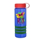 a transparent blue bottle & red lid & green grip sergeant stripe - 24 oz tritan(tm) bottle with tethered lid, stripe bands, and digital imprint