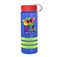 a transparent blue bottle & red lid & lime-green grip sergeant stripe - 24 oz tritan(tm) bottle with tethered lid, stripe bands, and digital imprint