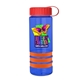 a transparent blue bottle & red lid & orange grip sergeant stripe - 24 oz tritan(tm) bottle with tethered lid, stripe bands, and digital imprint