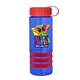 a transparent blue bottle & red lid & red grip sergeant stripe - 24 oz tritan(tm) bottle with tethered lid, stripe bands, and digital imprint