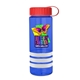 a transparent blue bottle & red lid & white grip sergeant stripe - 24 oz tritan(tm) bottle with tethered lid, stripe bands, and digital imprint