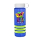 a transparent blue bottle & white lid & lime-green grip sergeant stripe - 24 oz tritan(tm) bottle with tethered lid, stripe bands, and digital imprint